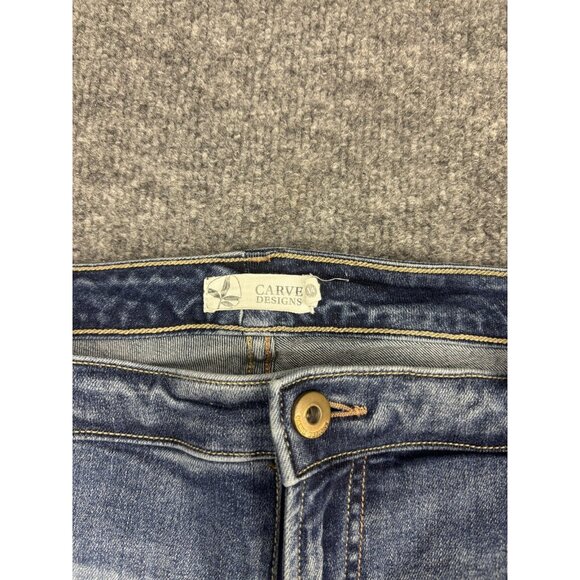 Carve Designs Jeans Womens 14 Blue Light Wash Ankle Crop Cuffed Stretch - Picture 2 of 8